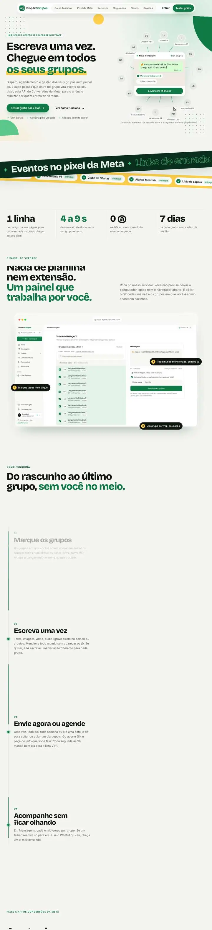 Página de venda do Disparo Grupos