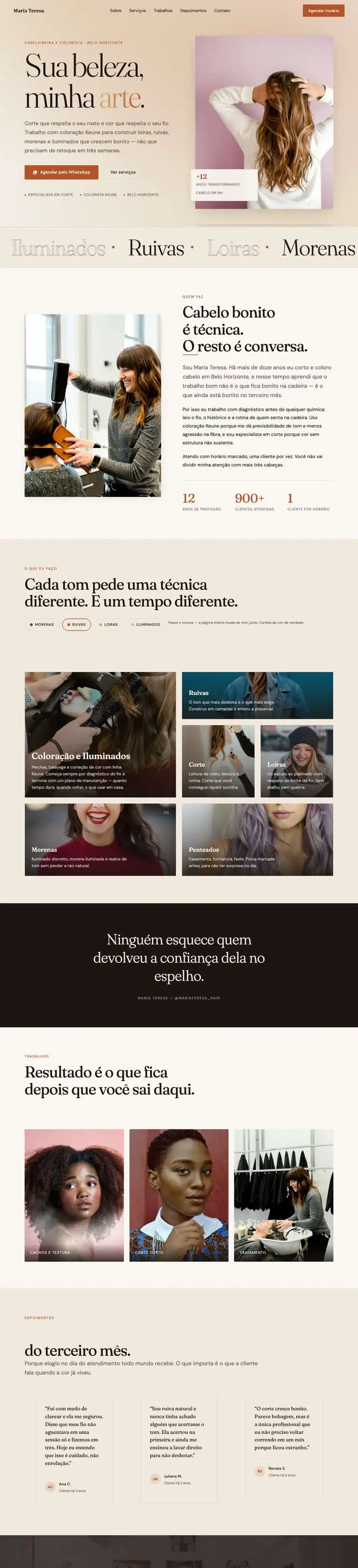 Site da cabeleireira Maria Teresa